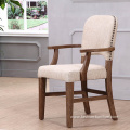 Wooden Frame Line Upholstered Dining Armchair